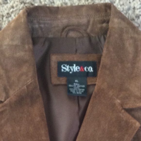 Style&CO. GENUINE LEATHER CARAMEL BLAZER From Macy’s - Picture 9 of 17